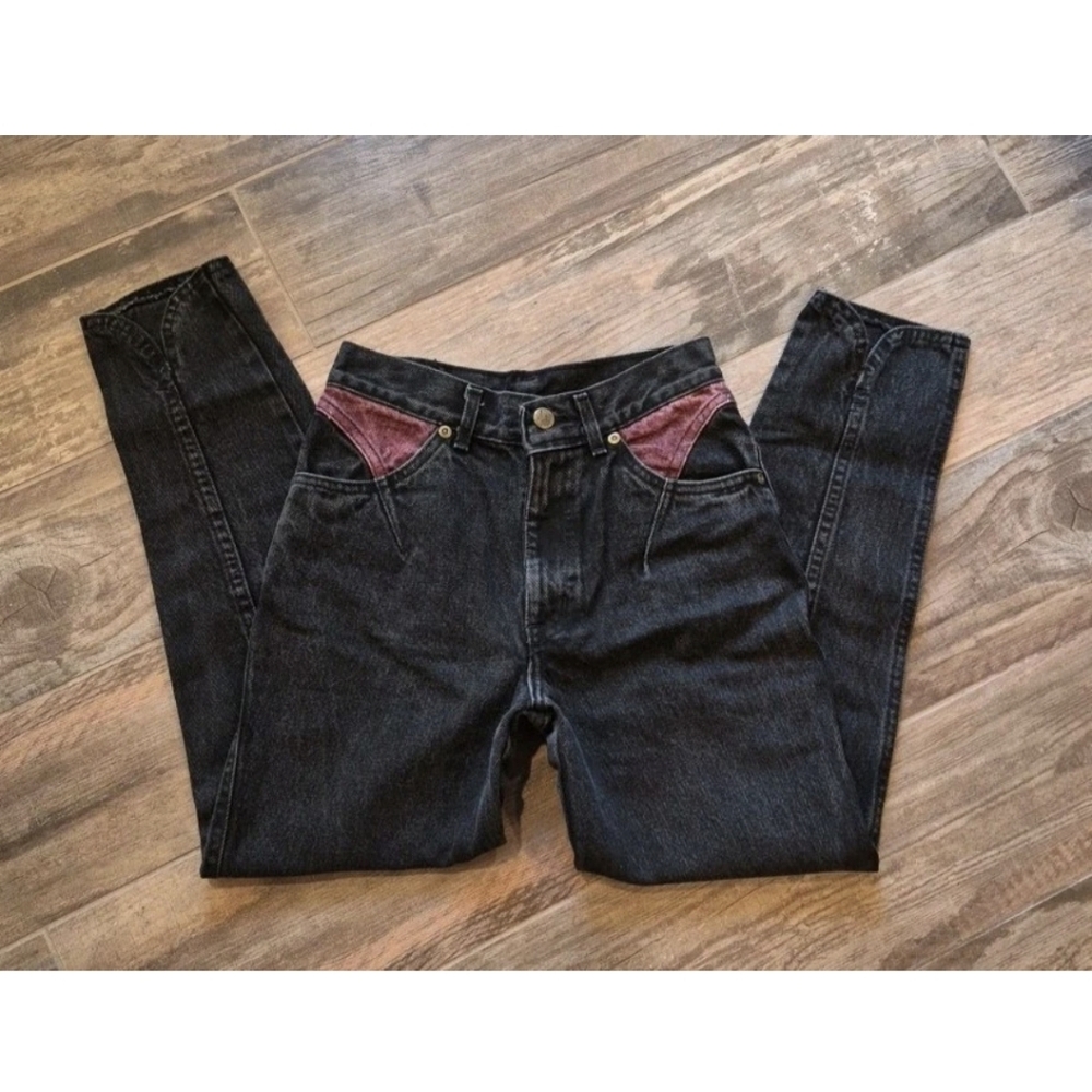 Girl's 12/14 Vintage Chic Kids Perfectly Faded Black Denim High Rise Jeans - Picture 3 of 12